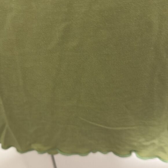 Bleu Claire Embellished Woman’s’ Tank Top with Lettuce Edge Hem. Green. Size S. - Picture 5 of 7